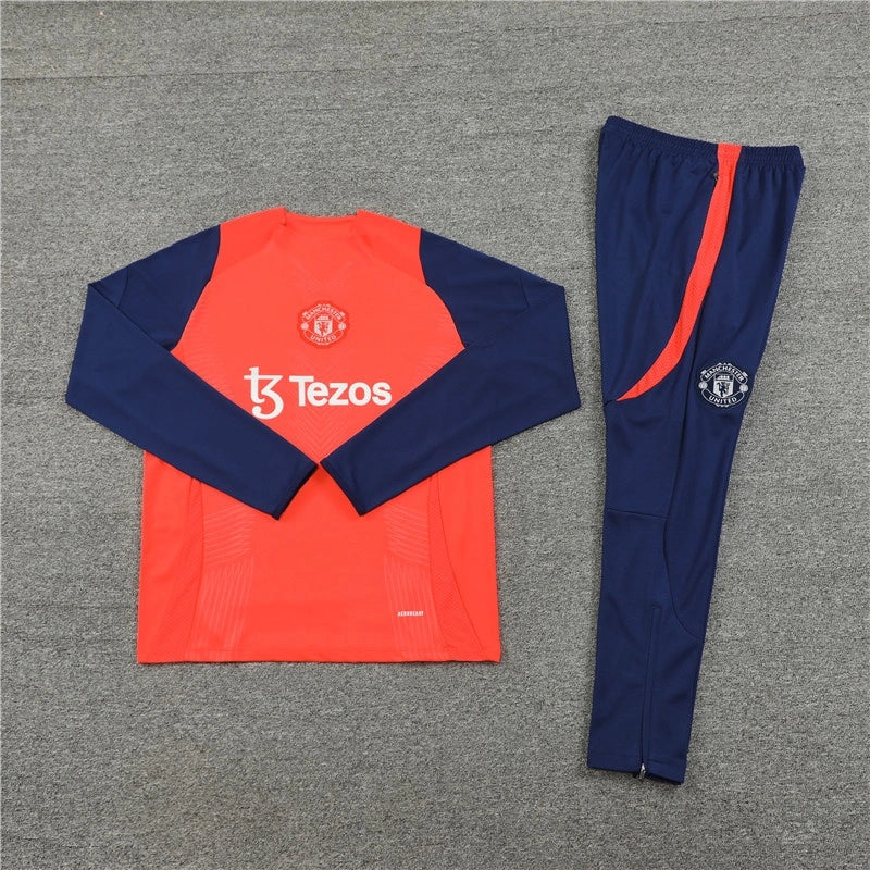 24-25 Manchester United F.C. Orange red Training suit set - Player version