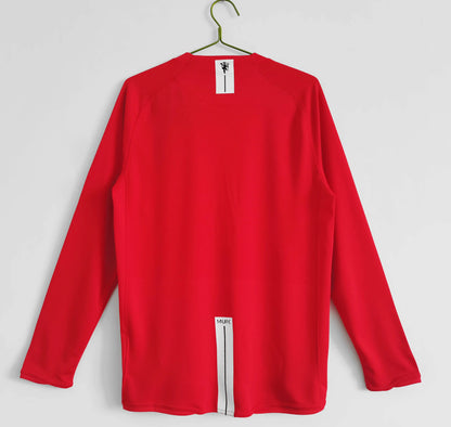07-08 season Manchester United home Champions League Long sleeved Retro - Fan version