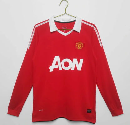 10-11 season Manchester United home Long sleeved Retro - Fan version
