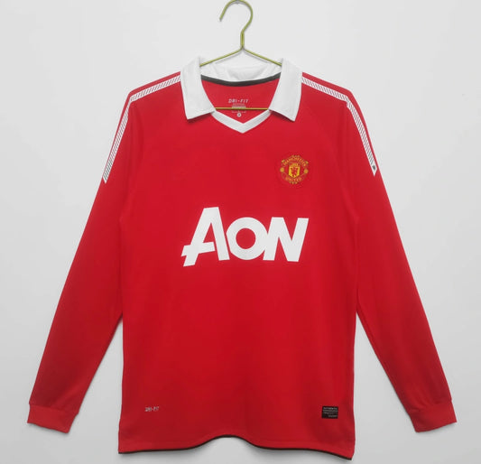 10-11 season Manchester United home Long sleeved Retro - Fan version