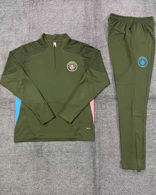 24-25 Manchester City F.C. army green Training suit set